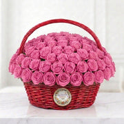 Pink Opulence Basket of 100 Pink Roses